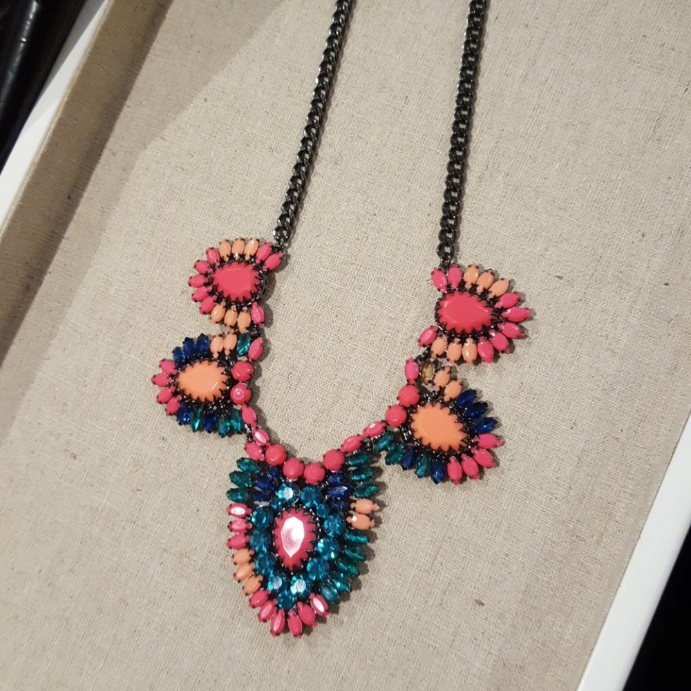 Stella & Dot Pink and Blue Statement Necklace